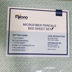 Milano LUXURY COLLECTIONS MICROFIBER PERCALE Queen BED SHEET SET